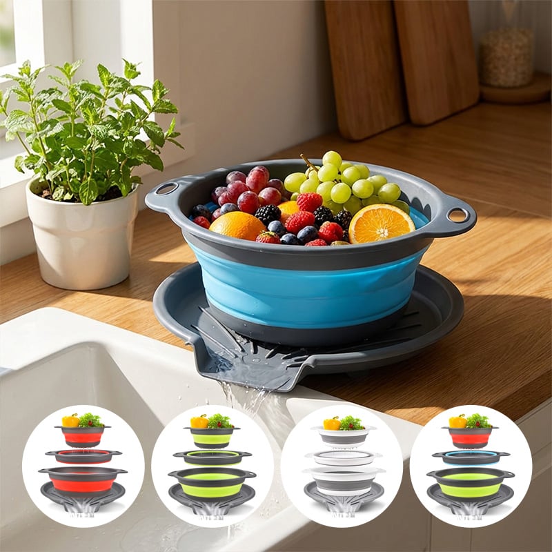 Foldable Drainer Basket with Water Channel Base