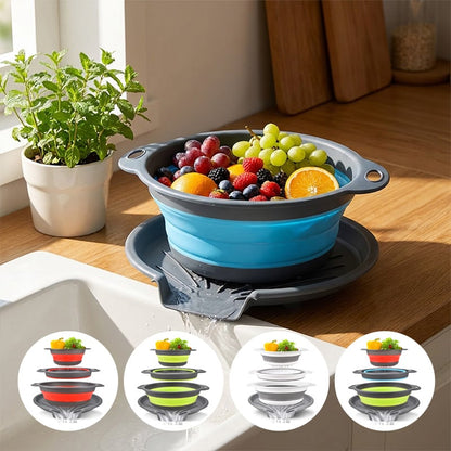Foldable Drainer Basket with Water Channel Base