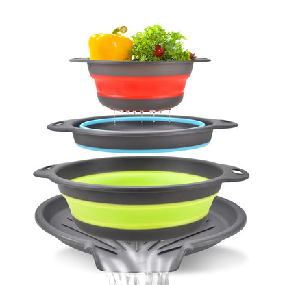 Foldable Drainer Basket with Water Channel Base