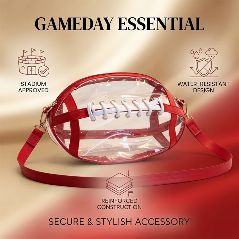 Clear Football-Shaped Crossbody Bag