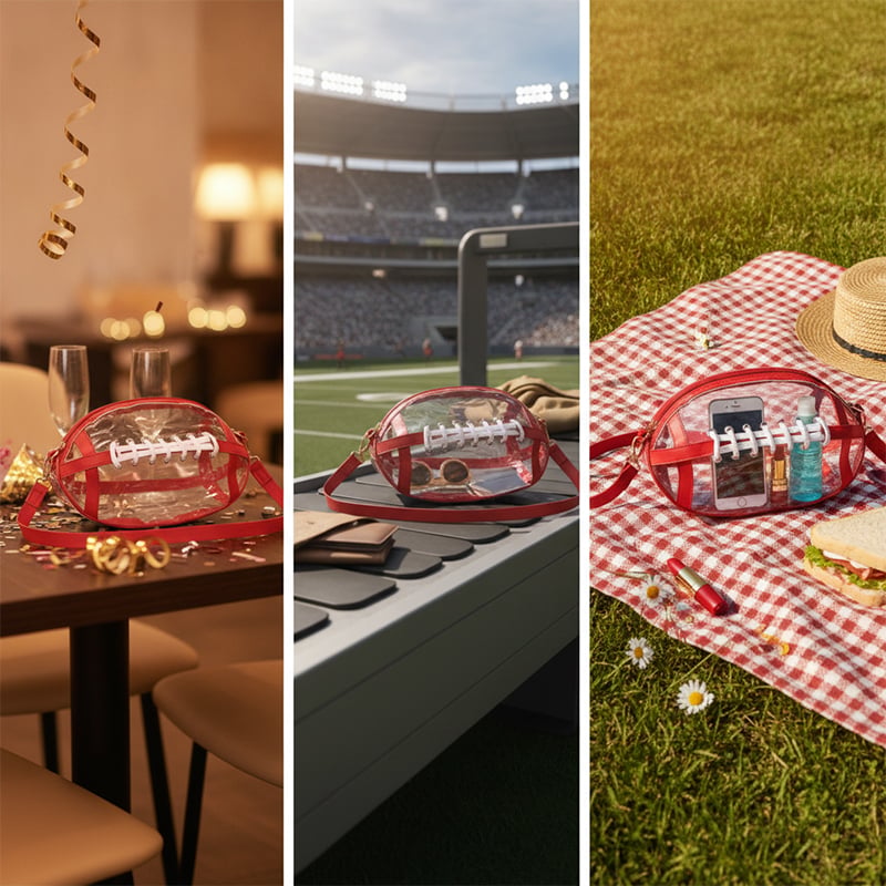 Clear Football-Shaped Crossbody Bag