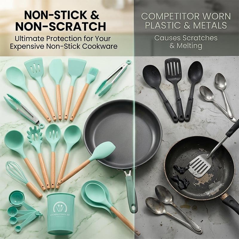 33-Piece Silicone Kitchen Utensils Set