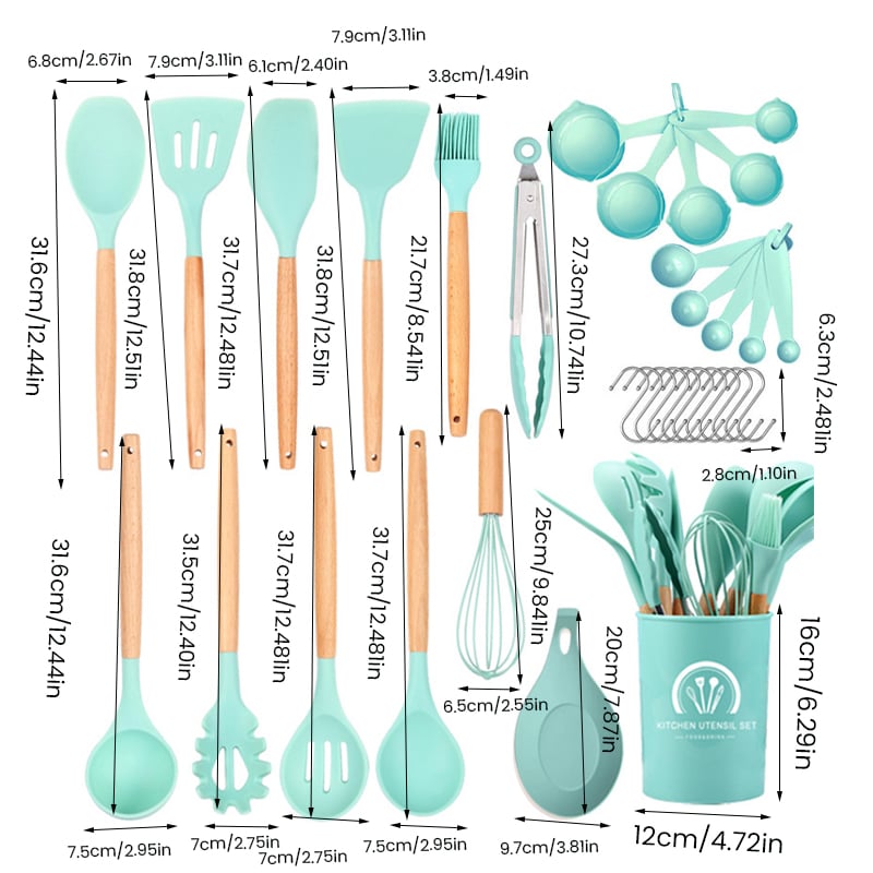 33-Piece Silicone Kitchen Utensils Set