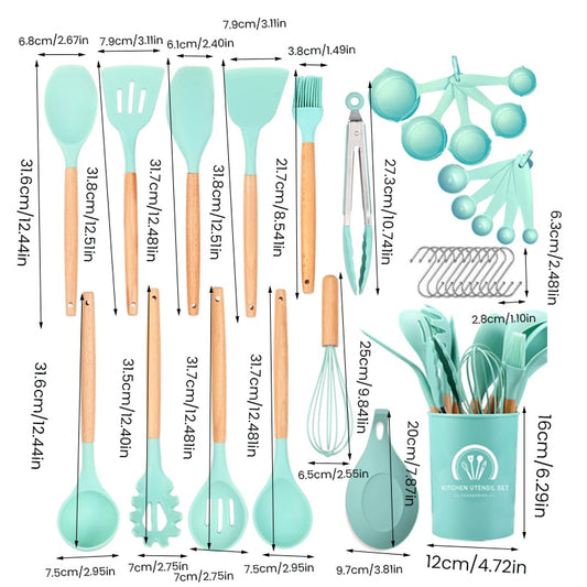 33-Piece Silicone Kitchen Utensils Set