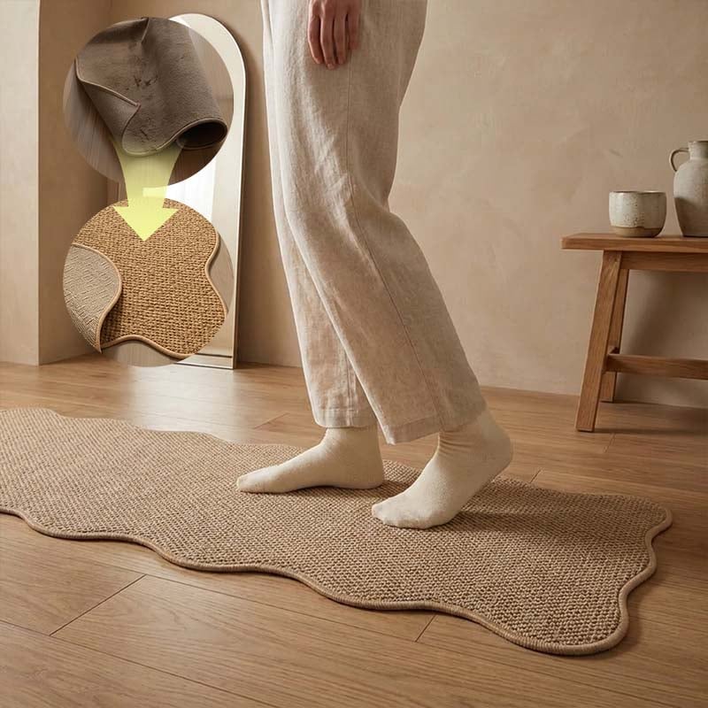 Modern Faux Sisal Floor Mat with Wavy Pattern