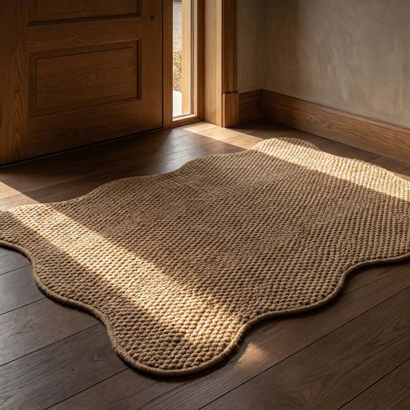Modern Faux Sisal Floor Mat with Wavy Pattern