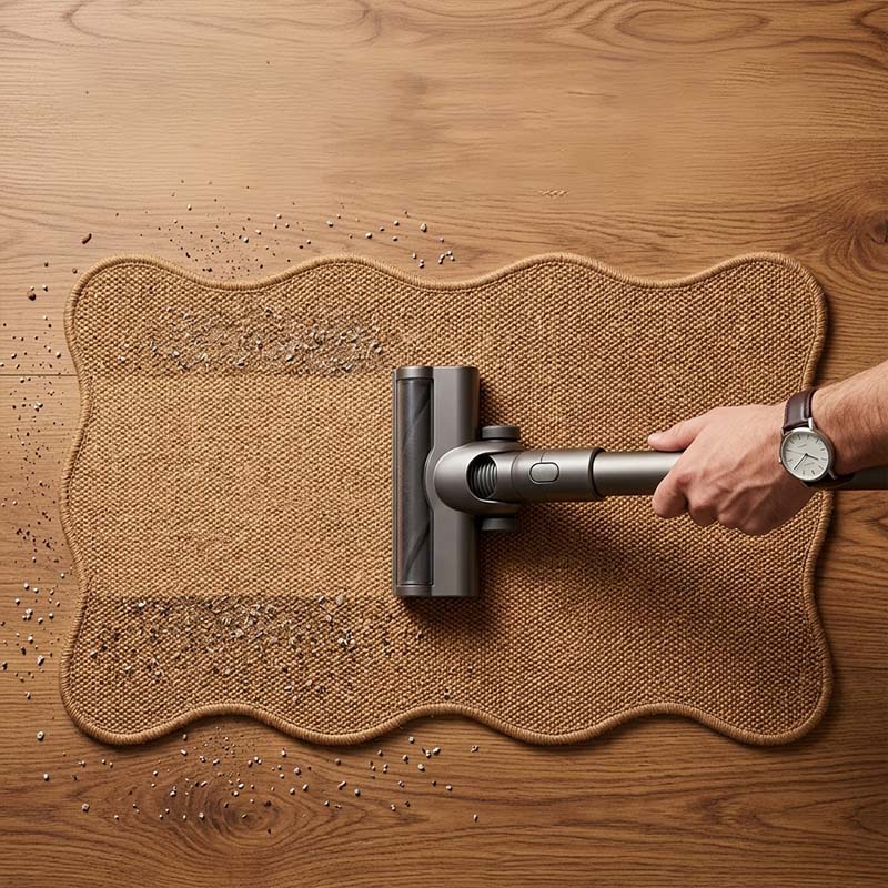 Modern Faux Sisal Floor Mat with Wavy Pattern