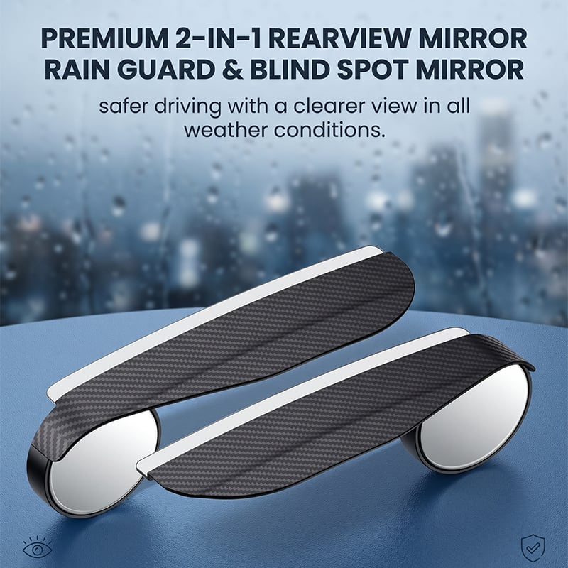 2-in-1 Car Rearview Mirror Rain Guard & Blind Spot Mirror