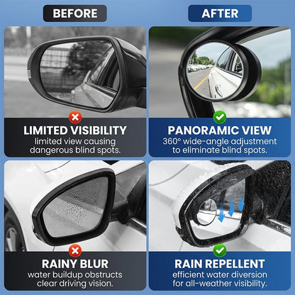2-in-1 Car Rearview Mirror Rain Guard & Blind Spot Mirror