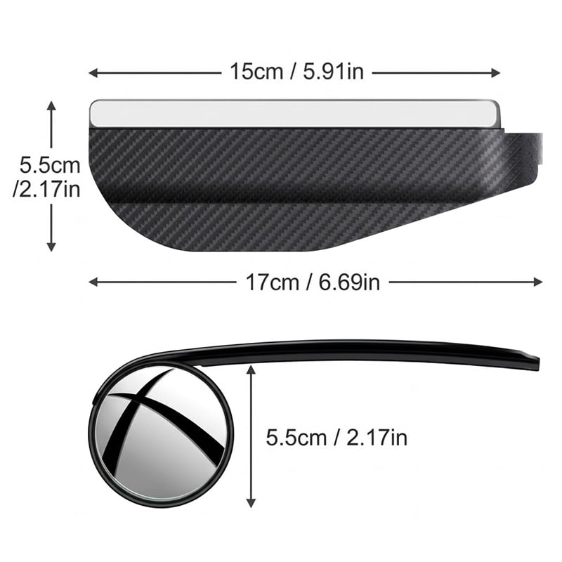 2-in-1 Car Rearview Mirror Rain Guard & Blind Spot Mirror